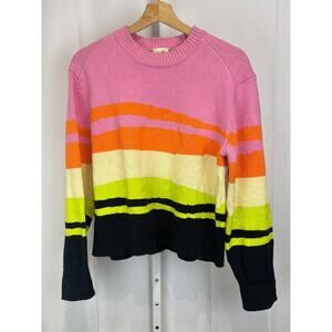JOOS TRICOT JoosTricot Sunset Crew Neck Sweater Cotton Blend Pink Multcolor S